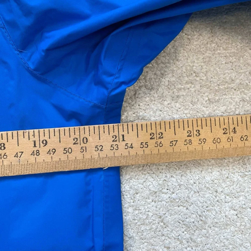 Columbia XL Omni-Tech Rain Jacket Blue Hooded Waterproof Shell Zip Up - Picture 11 of 12